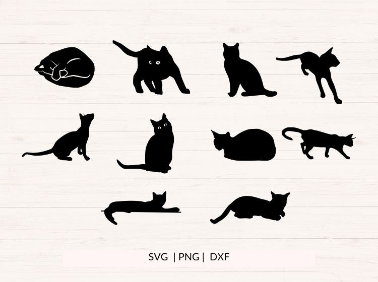 Black Cat Silhouette SVG Bundle – 20 Designs